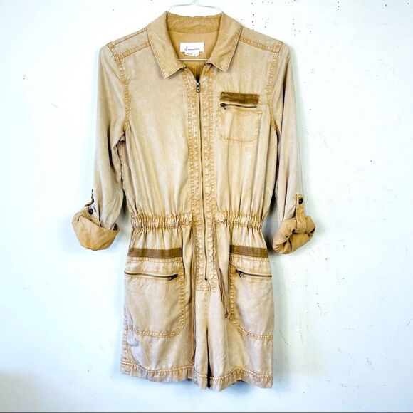 Anthropologie Ivy Utility Zip Up Tencel Romper One Piece Jumpsuit Yellow S - Picture 7 of 15